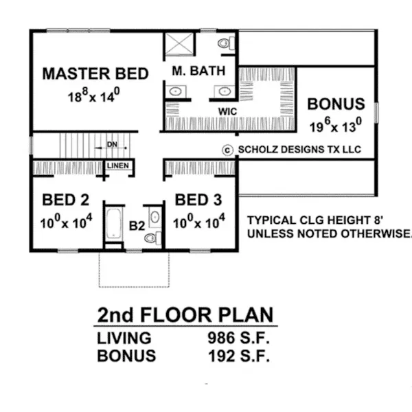 Colonial House Plan Second Floor - Dixie Farm Country Home 026D-1903 - Shop House Plans and More