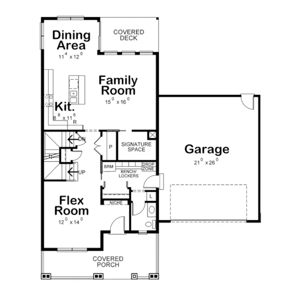 Arts & Crafts House Plan First Floor - Ellwood Craftsman Home 026D-1908 - Shop House Plans and More