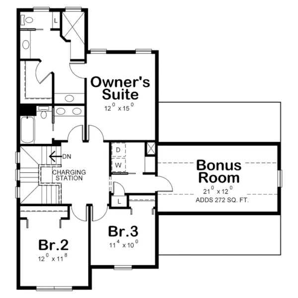 Arts & Crafts House Plan Second Floor - Ellwood Craftsman Home 026D-1908 - Shop House Plans and More