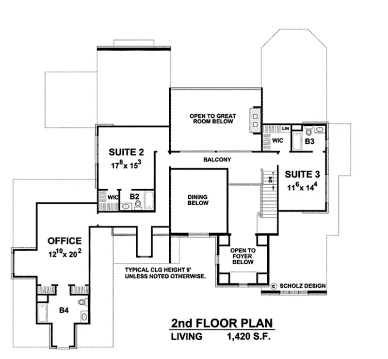 Traditional House Plan Second Floor - 026D-1911 - Shop House Plans and More