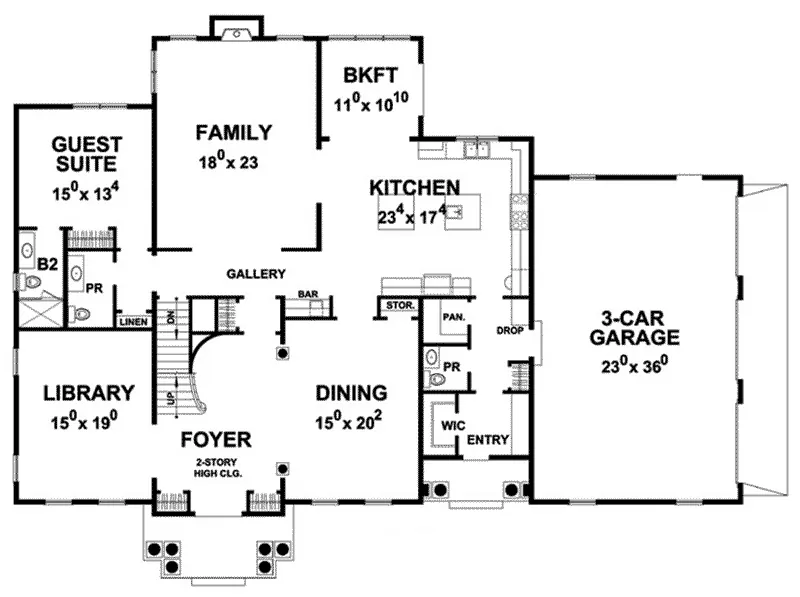 Luxury House Plan First Floor - 026D-1916 - Shop House Plans and More