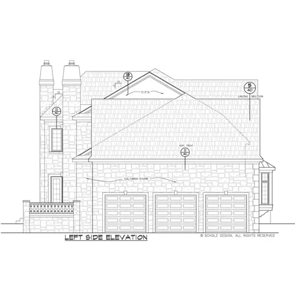 Traditional House Plan Left Elevation - Robbin Manor Luxury Home 026D-1918 - Shop House Plans and More