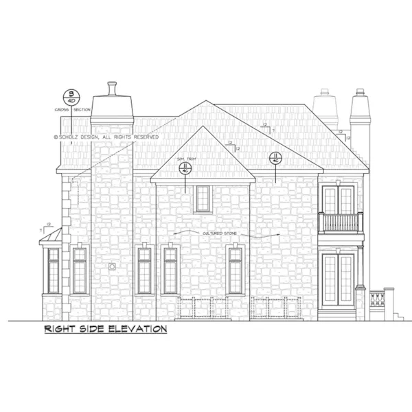 Traditional House Plan Right Elevation - Robbin Manor Luxury Home 026D-1918 - Shop House Plans and More