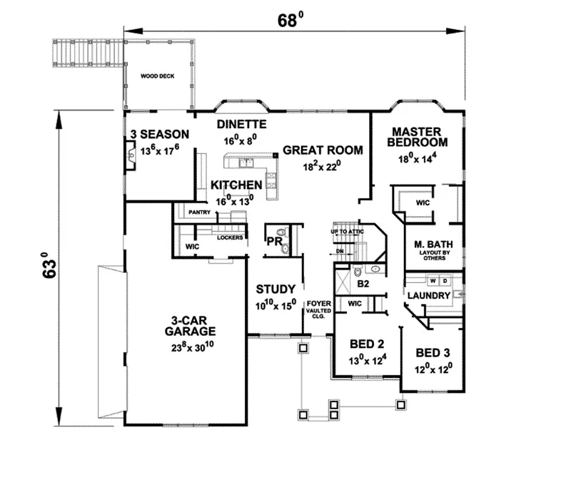 Ranch House Plan First Floor - Gulliver Ranch Home 026D-1924 - Search House Plans and More