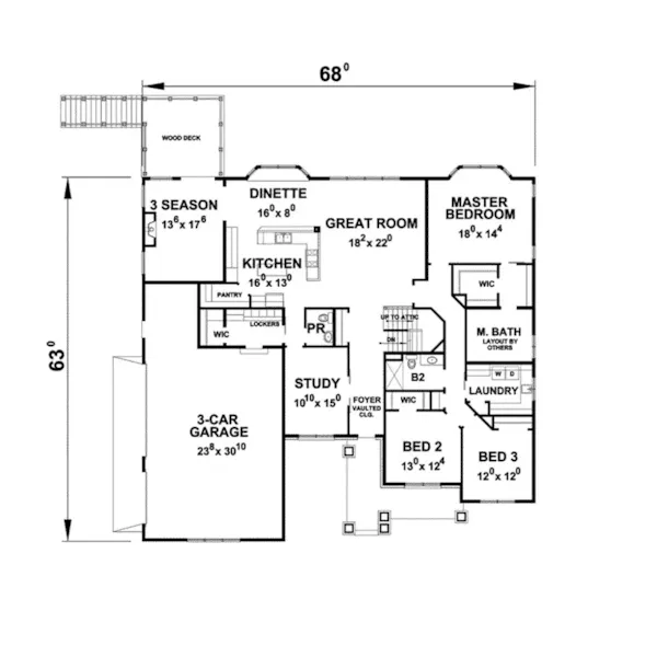 Craftsman House Plan First Floor - Gulliver Ranch Home 026D-1924 - Search House Plans and More