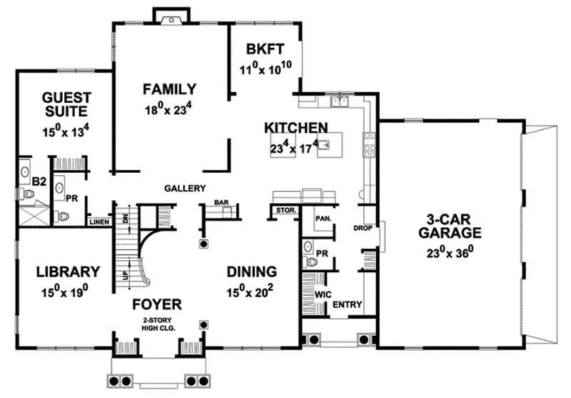 Colonial House Plan First Floor - 026D-1926 - Shop House Plans and More
