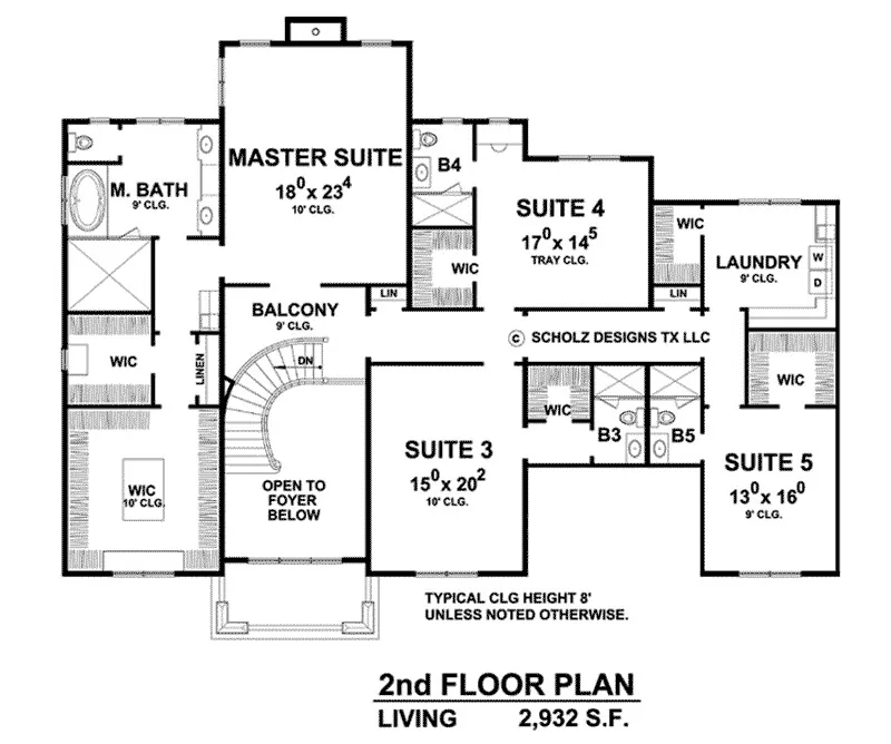 Colonial House Plan Second Floor - 026D-1926 - Shop House Plans and More