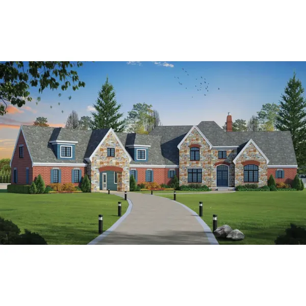 European House Plan Front of Home - Huntsinger Luxury Home 026D-1927 - Shop House Plans and More