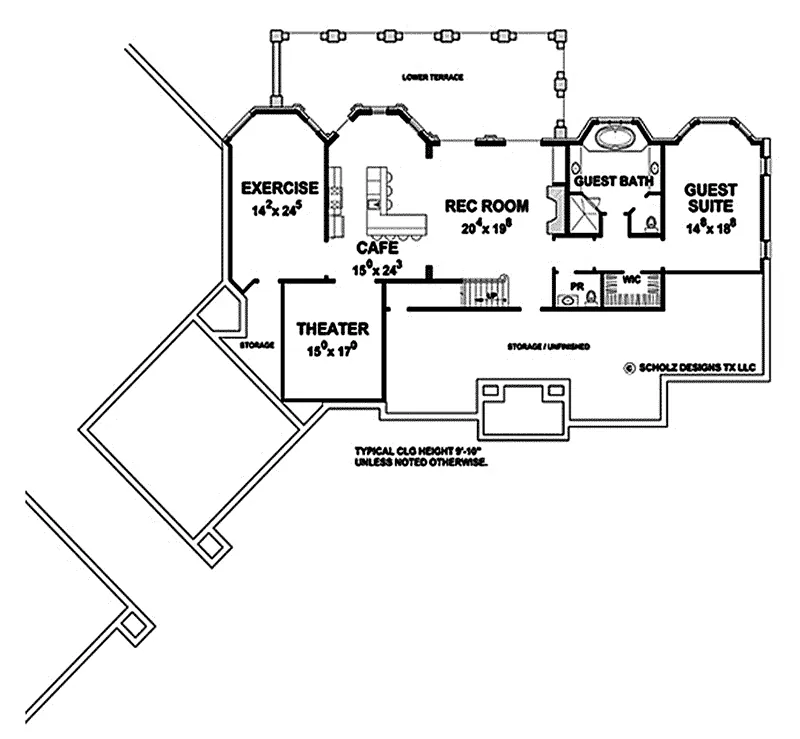 Traditional House Plan Lower Level Floor - 026D-1927 - Shop House Plans and More