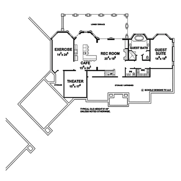 European House Plan Lower Level Floor - Huntsinger Luxury Home 026D-1927 - Shop House Plans and More