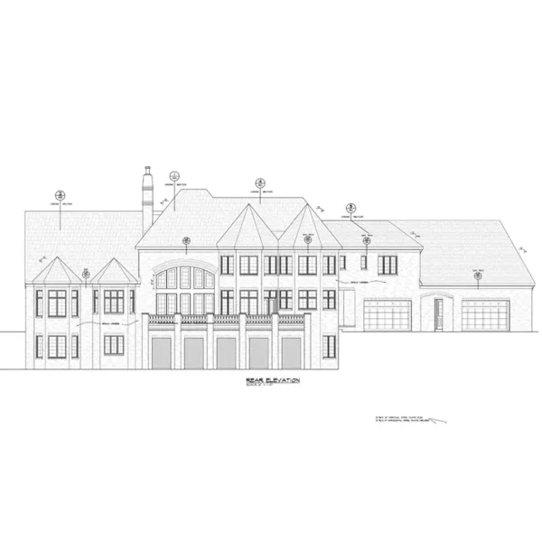 European House Plan Rear Elevation - Huntsinger Luxury Home 026D-1927 - Shop House Plans and More