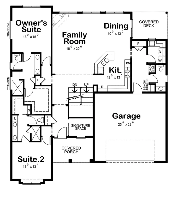 Ranch House Plan First Floor - Louanna Ranch Home 026D-1930 - Shop House Plans and More