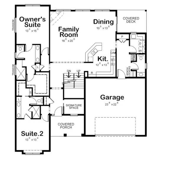 Craftsman House Plan First Floor - Louanna Ranch Home 026D-1930 - Shop House Plans and More