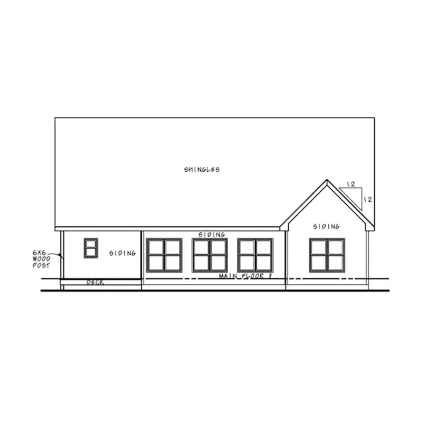 Craftsman House Plan Rear Elevation - Louanna Ranch Home 026D-1930 - Shop House Plans and More