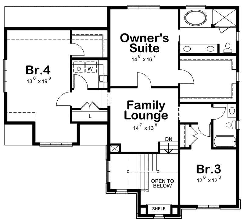 Bungalow House Plan Second Floor - Norwich Traditional Home 026D-1931 - Shop House Plans and More