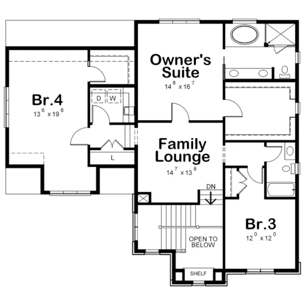 Bungalow House Plan Second Floor - Norwich Traditional Home 026D-1931 - Shop House Plans and More