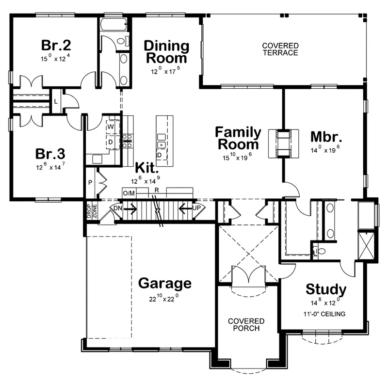 Ranch House Plan First Floor - Raphaela European Home 026D-1934 - Shop House Plans and More