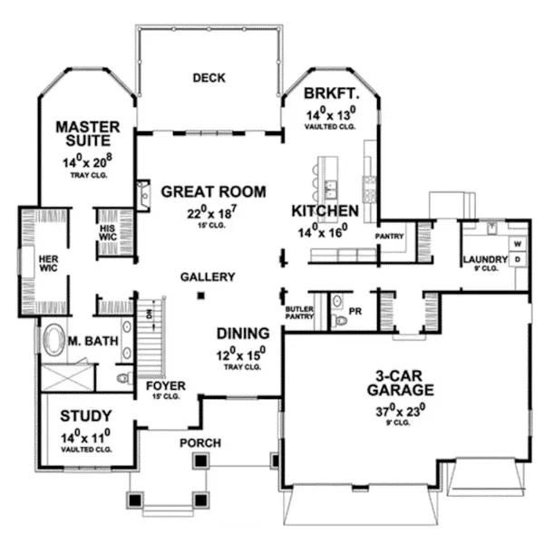 Craftsman House Plan First Floor - Autumn Gate Ranch Home 026D-1935 - Search House Plans and More