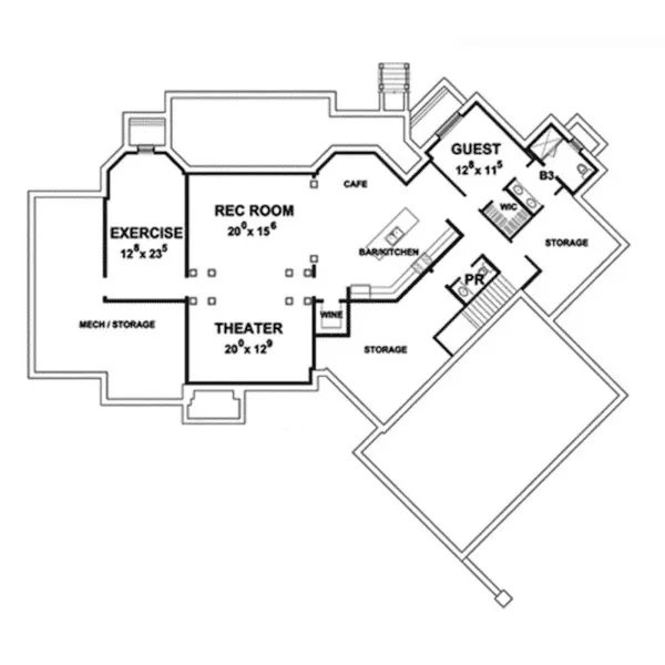 European House Plan Lower Level Floor - Ryanwood Luxury Home 026D-1936 - Shop House Plans and More