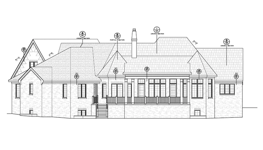 Country French House Plan Rear Elevation - 026D-1936 - Shop House Plans and More