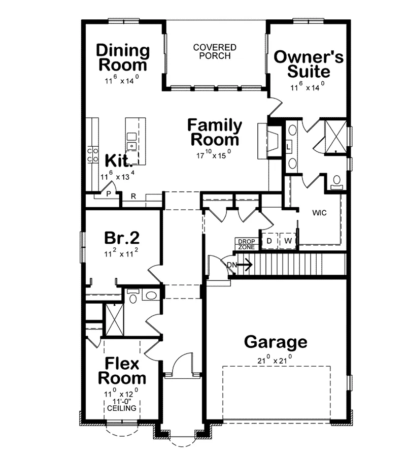 Craftsman House Plan First Floor - Carsyn Traditional Ranch Home 026D-1937 - Search House Plans and More