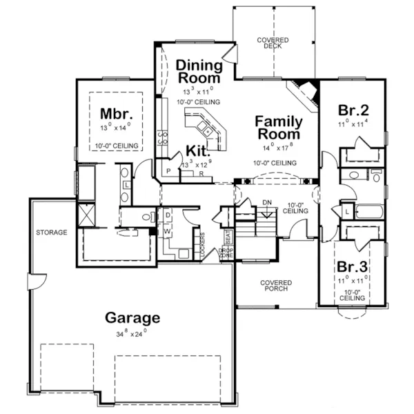 Traditional House Plan First Floor - Buttonwood Ranch Home 026D-1938 - Shop House Plans and More