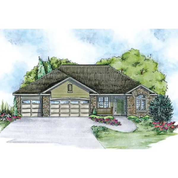 Traditional House Plan Front Image - Buttonwood Ranch Home 026D-1938 - Shop House Plans and More