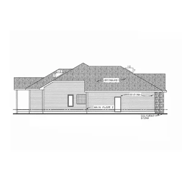 Traditional House Plan Left Elevation - Buttonwood Ranch Home 026D-1938 - Shop House Plans and More