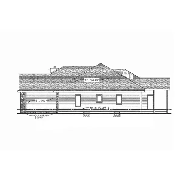 Traditional House Plan Right Elevation - Buttonwood Ranch Home 026D-1938 - Shop House Plans and More