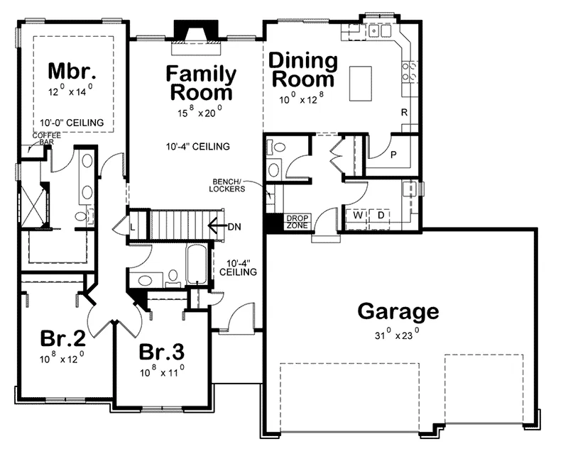 Country House Plan First Floor - Carrigan Ranch Home 026D-1939 - Search House Plans and More