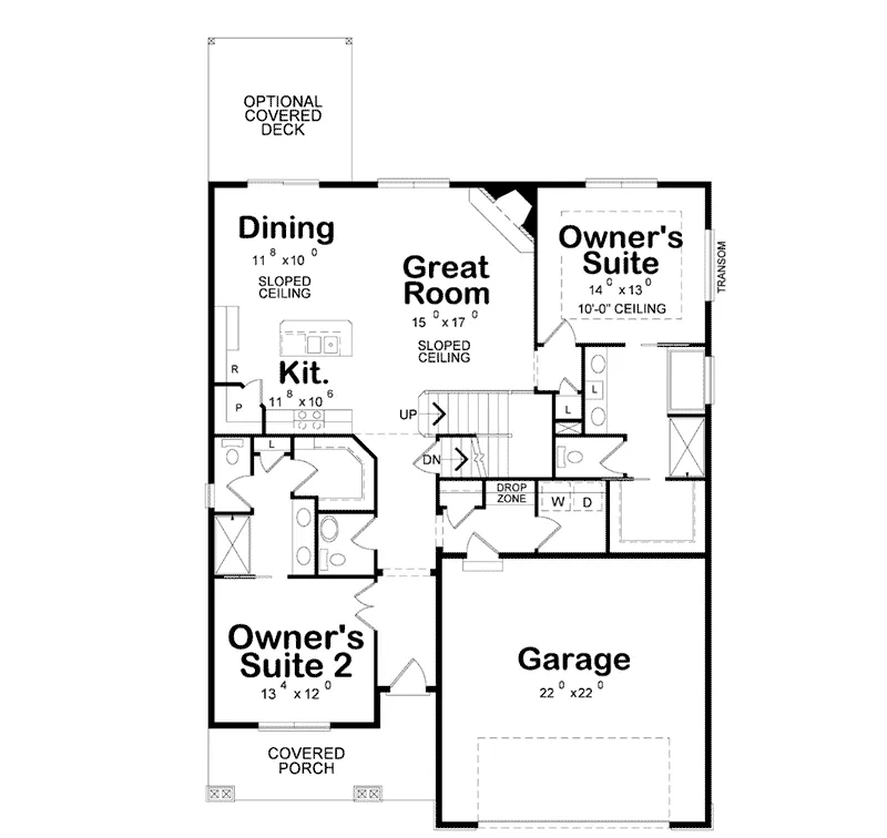 Ranch House Plan First Floor - Newton Pike Rustic Ranch Home 026D-1940 - Shop House Plans and More