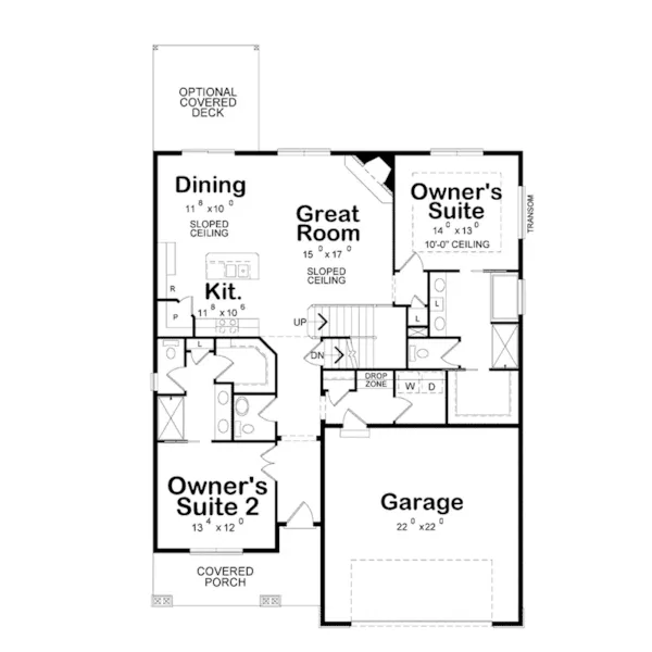 Craftsman House Plan First Floor - Newton Pike Rustic Ranch Home 026D-1940 - Shop House Plans and More