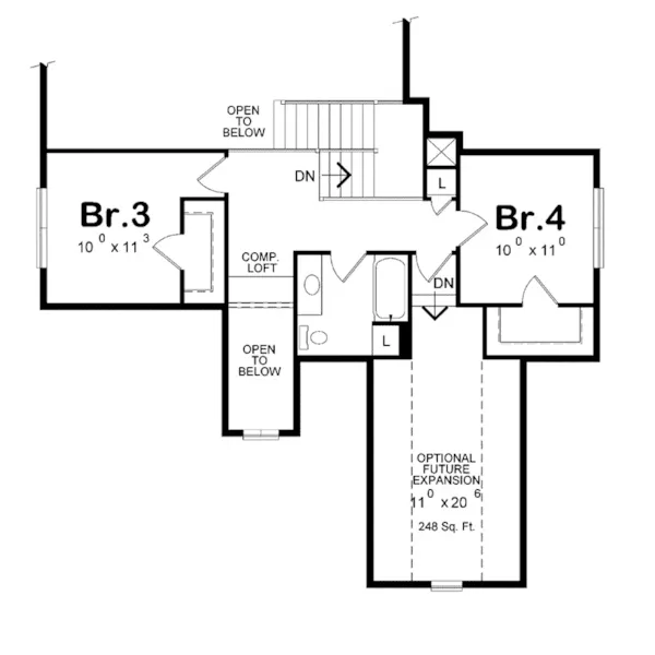 Craftsman House Plan Second Floor - Newton Pike Rustic Ranch Home 026D-1940 - Shop House Plans and More