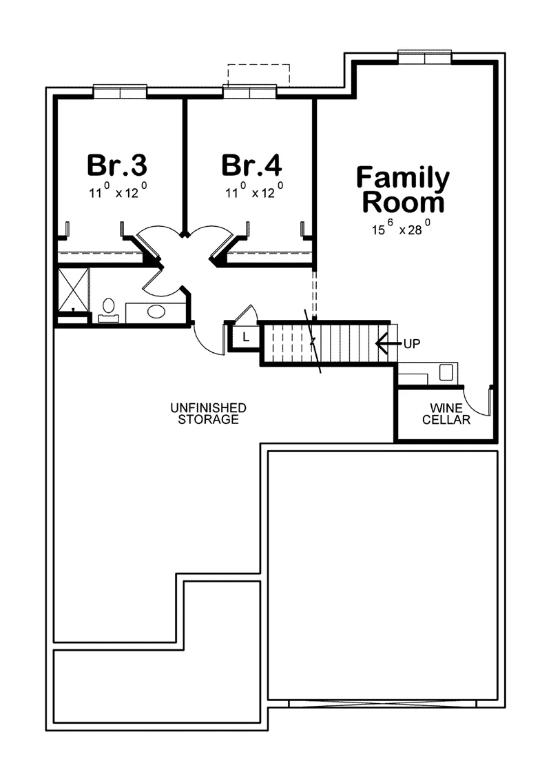 Craftsman House Plan Lower Level Floor - Pinebay Tudor Home 026D-1942 - Shop House Plans and More