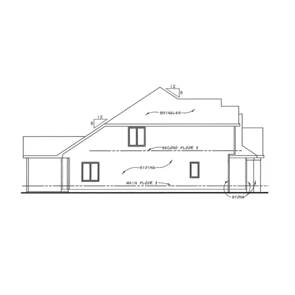 Left Elevation - Hoffmans Two-Story Home 026D-1944 - Shop House Plans and More