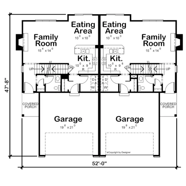 Arts & Crafts House Plan First Floor - Lowlands Multi-Family Home 026D-1946 - Shop House Plans and More