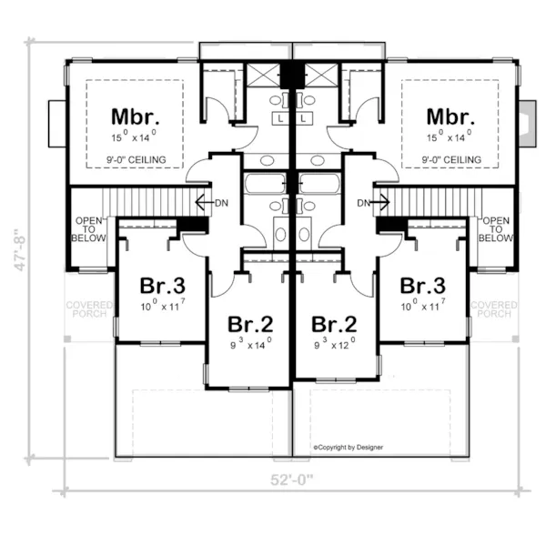 Arts & Crafts House Plan Second Floor - Lowlands Multi-Family Home 026D-1946 - Shop House Plans and More