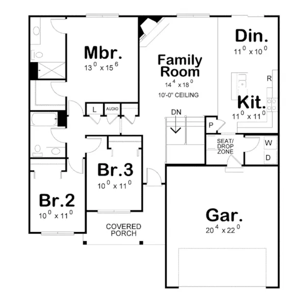 Ranch House Plan First Floor - Narwhall Ranch Home 026D-1948 - Shop House Plans and More