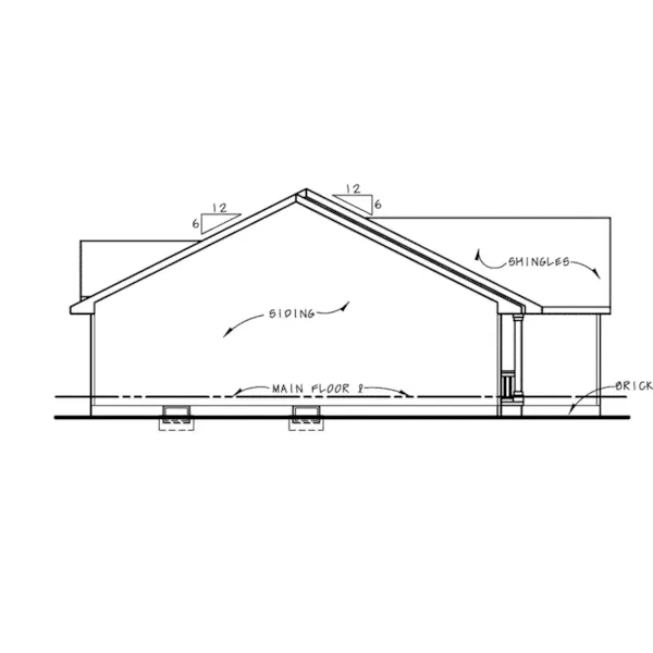 Ranch House Plan Left Elevation - Narwhall Ranch Home 026D-1948 - Shop House Plans and More