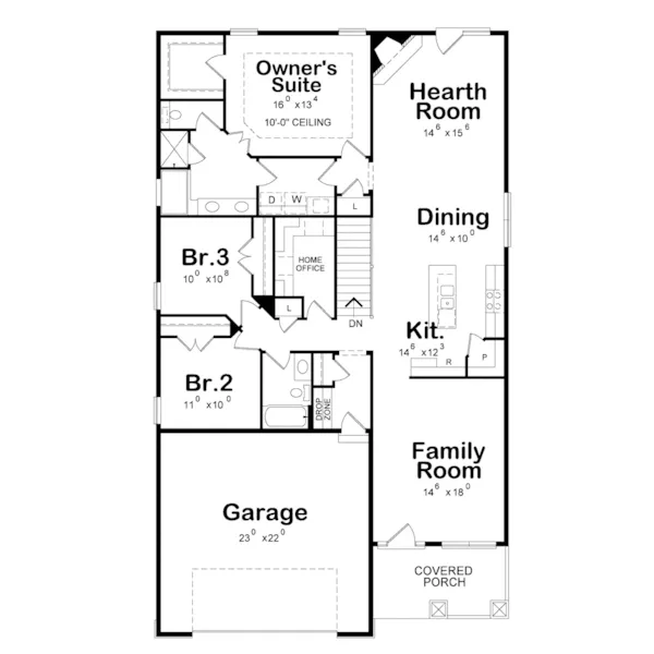 Ranch House Plan First Floor - Prewitt Creek Craftsman Home 026D-1951 - Shop House Plans and More