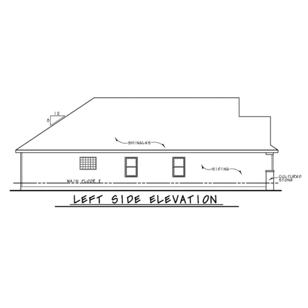 Ranch House Plan Left Elevation - Prewitt Creek Craftsman Home 026D-1951 - Shop House Plans and More