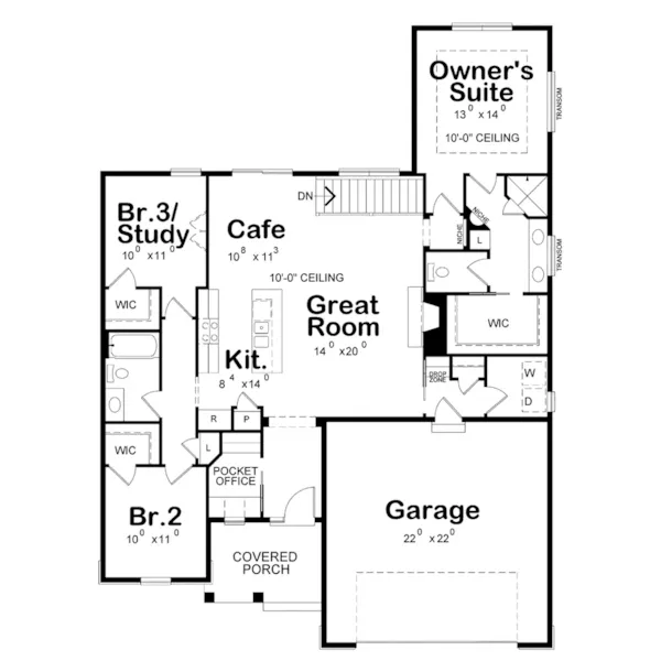 Ranch House Plan First Floor - Melvin Craftsman Ranch Home 026D-1952 - Shop House Plans and More