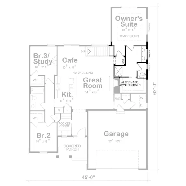 Ranch House Plan Optional Basement - Melvin Craftsman Ranch Home 026D-1952 - Shop House Plans and More