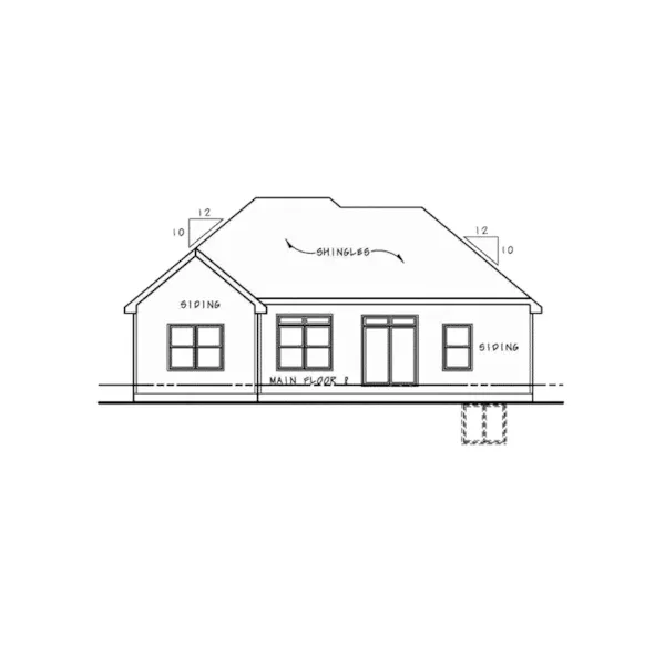 Ranch House Plan Rear Elevation - Melvin Craftsman Ranch Home 026D-1952 - Shop House Plans and More