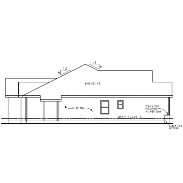 Arts & Crafts House Plan Left Elevation - Abell Modern Ranch Home 026D-1960 - Shop House Plans and More