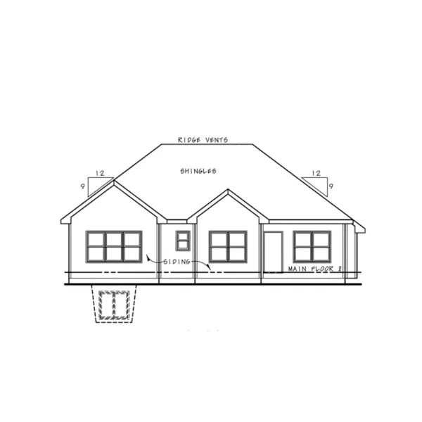 Arts & Crafts House Plan Rear Elevation - Abell Modern Ranch Home 026D-1960 - Shop House Plans and More