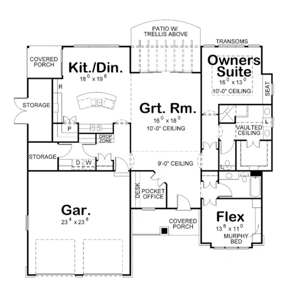 Traditional House Plan First Floor - Bernal Ranch Home 026D-1962 - Shop House Plans and More