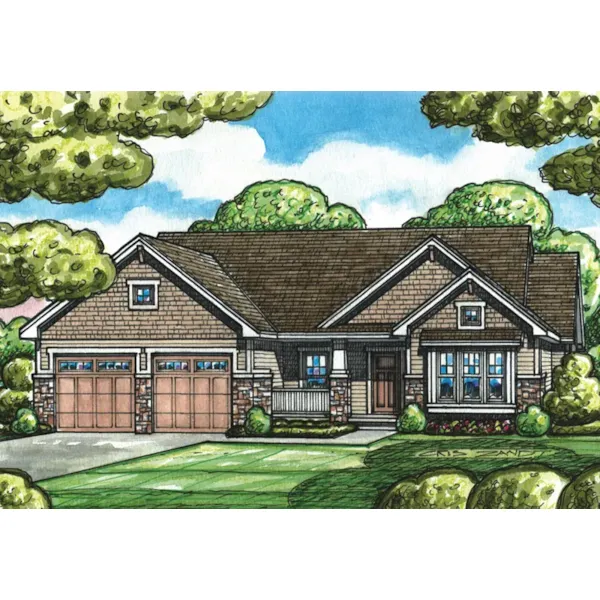 Traditional House Plan Front of Home - Bernal Ranch Home 026D-1962 - Shop House Plans and More