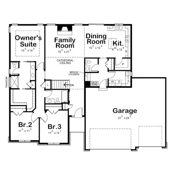 Arts & Crafts House Plan First Floor - Locklear Grove Craftsman Home 026D-1965 - Shop House Plans and More