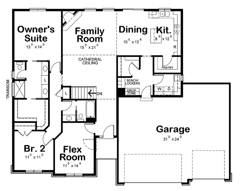 Ranch House Plan First Floor - Locklear Cottage Ranch Home 026D-1966 - Shop House Plans and More
